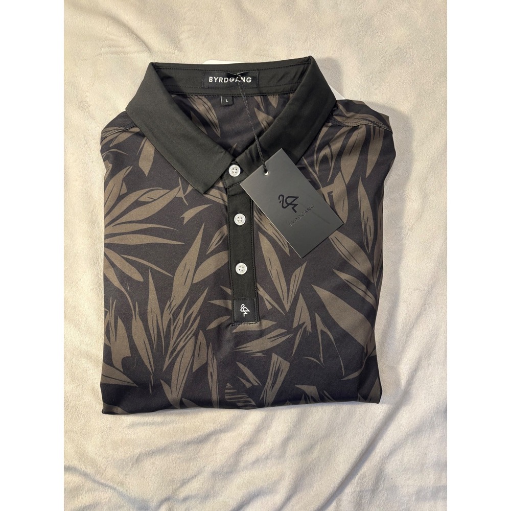 Byrdgang Golf Polo Shirts Set of 2 Mens Large White Black Tropical Performance - Picture 4 of 6